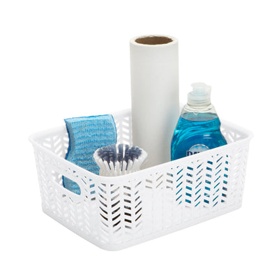 2 of 2:Simplify Small Herringbone Storage Bin in White 