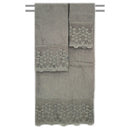 5 of 7:Ensemble de 3 serviettes de bain décoratives en coton brodées florales Florentina 