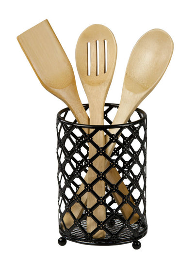 1 of 3:Home Basics Black Lattice Cutlery Holder 