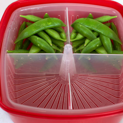 3 of 6:Home Basics Adjustable 4-Section Plastic Microwave Plastic Steamer, Red 