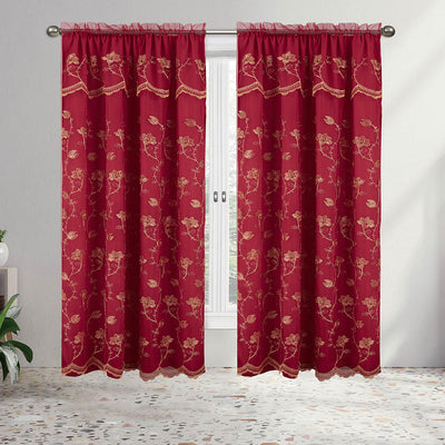 2 of 7:Viola Floral Embroidery Panel with Valance and Backing, 55x84 Inches 
