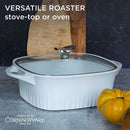 2 of 4:CorningWare Ceramic Non-Stick Roaster with Lid, Lightweight, French White, 3.2 Quart 