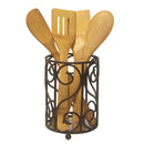 2 of 7:Home Basics Scroll Collection Steel Cutlery Holder with Mesh Bottom and Non-Skid Feet, Bronze 