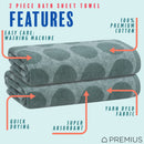 14 of 42:PREMIUS 2 Pack Circles 100% Cotton Yarn Dyed Bath Sheet Towel, 32x64 Inches 