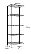 5 of 5:Étagère de rangement à 5 niveaux Home Basics, noire, 53 x 35 x 155 cm 