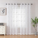 4 of 13:Runyan Floral Sheer Metallic Embroidered Grommet Window Panel, 54x84 Inches 