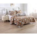 2 of 2:Dunes 5 Piece Floral Oversized Microfiber Wrinkle-Free Quilt Set 
