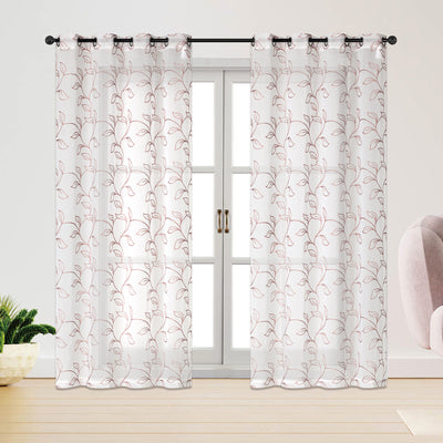 6 of 6:Keisha Floral Embroidered Grommet Window Curtain Panel, 54x84 Inches 