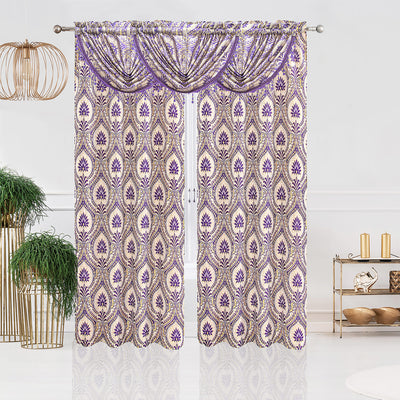 2 of 21:Lizet Damask Jacquard Rod Pocket Window Panel and Valance Treatments, All Sold Separately 