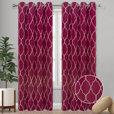 1 of 8:Emilia Geometric Embroidered Room Darkening Grommet Window Panel Curtain, 54x90 Inches 