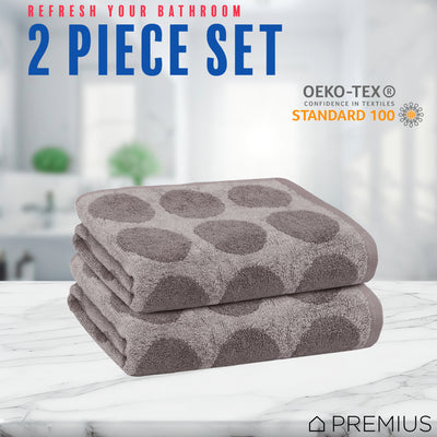 11 of 40:PREMIUS 2 Pack Circles 100% Cotton Yarn Dyed Hand Towel, 16x28 Inches 