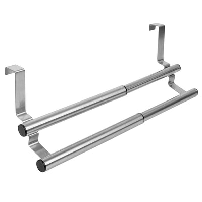 1 of 6:Home Basics Estante para almacenamiento de toallas de acero, moderno, expandible, de 2 niveles, sobre la puerta del gabinete, instalación rápida, colgante 