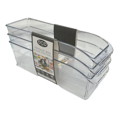 1 of 1:PREMIUS 3 Piece Fridge Bins Set, Clear, 12.2x3.9x3.6 Inches 