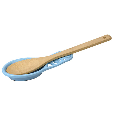 3 of 5:Repose-cuillère robuste en fonte Sunflower de Home Basics, bleu clair 