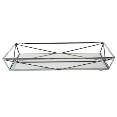3 of 3:Home Details Large Geometric Mirrored Vanity Tray in Chrome 