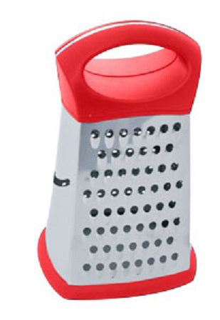 1 of 1:Home Basics Stainless Steel 4 Sided Cheese Grater, Red 