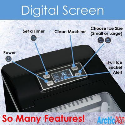 3 of 8:Machine à glaçons portable numérique Arctic-Pro, noire, pour deux tailles de glaçons 