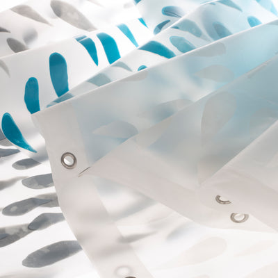3 of 3:Bath Bliss Raindrop Design PEVA Shower Curtain in Ombre 