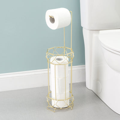 10 of 12:Home Basics Prism Freestanding Dispensing Toilet Paper Holder, Gold 