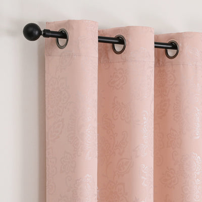5 of 11:Silas Damask Metallic Grommet Room Darkening Window Panel, 52x84 Inches 