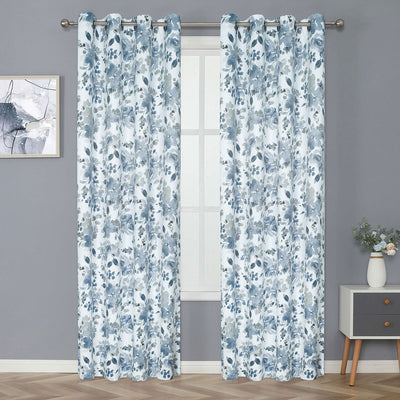 4 of 6:Oliver Printed Watercolor Floral Room Darkening Grommet Window Panel, 50x84 Inches 