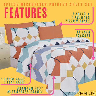 11 of 12:PREMIUS Premium Prism Pop 4 & 6 Piece Microfiber Printed Wrinkle-Free Sheet Set 