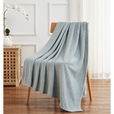 6 of 7:Herringbone Velvet Plush Textured Throw Blanket, 50x70 Inches 