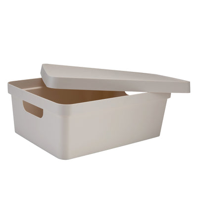 2 of 4:Simplify Caja de almacenamiento Vinto mediana con tapa en marfil 