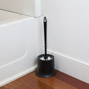 9 of 14:Home Basics Plastic Toilet Brush with Compact Holder, Black 