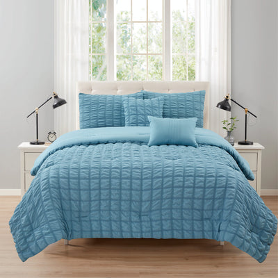 2 of 10:Rowan 5 Piece Puffy Seersucker Comforter Set 