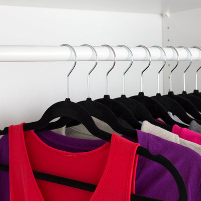 5 of 6:Home Basics 10-Pack Non-Slip Velvet Hangers, Black, 17.8x5x9.5 Inches 