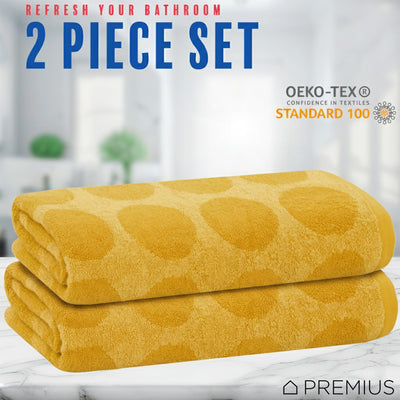 6 of 42:PREMIUS 2 Pack Circles 100% Cotton Yarn Dyed Bath Sheet Towel, 32x64 Inches 