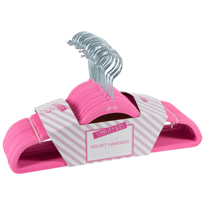 1 of 4:Lot de 25 cintres en velours rose Simplify Kids 