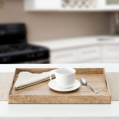 10 of 10:Home Basics Wood-Like Rustic Serving Tray with Cut-Out Handles, Brown 