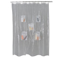 1 of 2:Doublure de douche Bath Bliss en PEVA épais avec 5 poches en filet 