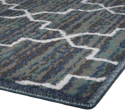 12 of 13:Capri 3-Piece Crosshatch Design Rug Set, Blue-Gray, 5x7 Feet 
