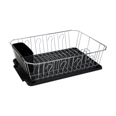 1 of 4:Égouttoir à vaisselle chromé 3 pièces noir 
