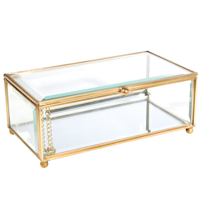 2 of 3:Home Details Vintage Mirrored Bottom Large Keepsake Box in Gold 