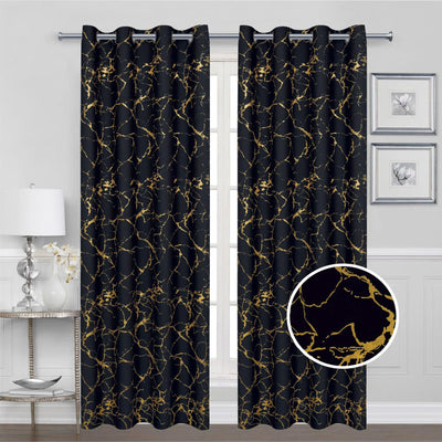 3 of 7:Denver Marble Metallic Grommet Window Curtain Panel, 54x84 Inches 