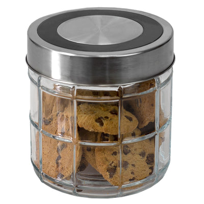 1 of 7:Home Basics Chex Collection 22 oz. Small Glass Canister with Stainless Steel Lid 