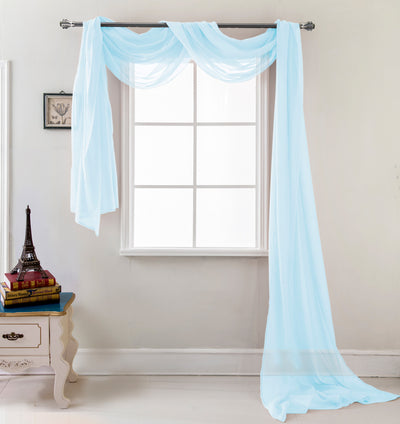 16 of 18:Celine Elegant Sheer Voile Window Scarf, 55x216 Inches 