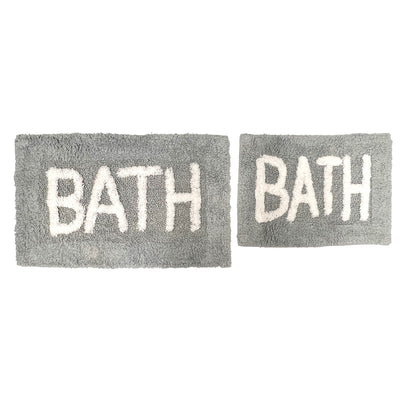 1 of 1:Dorian 2 Piece 100% Cotton Bath Mat Set, Gray, 17x24 and 20x32 Inches 