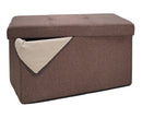3 of 4:Pouf de rangement double pliable Simplify en simili-lin, couleur expresso 