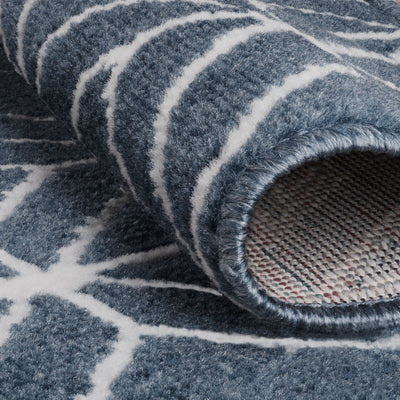 5 of 13:Capri 3-Piece Zara Trellis Design Rug Set, White-Blue, 5x7 Feet 