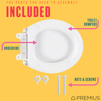 5 of 14:PREMIUS Slow Close Beveled Plastic Toilet Seat, Standard Round, 17 Inches 