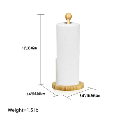 4 of 4:Home Basics Bamboo Paper Towel Holder, Natural, 6.6x13 Inches 