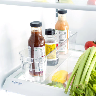 2 of 3:Home Basics Small Plastic Fridge Bin with Handle, Clear 