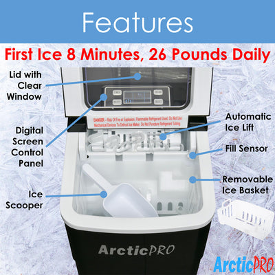 2 of 8:Machine à glaçons portable numérique Arctic-Pro, noire, pour deux tailles de glaçons 
