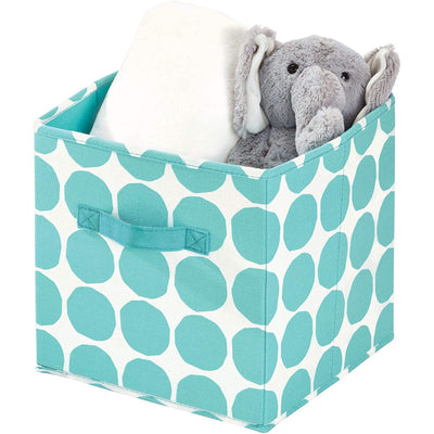 1 of 3:InterDesign Dot Cubo de almacenamiento de tela con asas, verde azulado, 10.5 x 10.5 x 11 pulgadas 