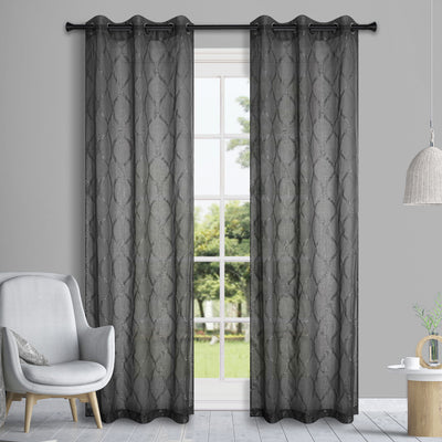 1 of 6:Liam - Panel de ventana con ojales de diseño metálico transparente, paquete de 2, 76 x 84 pulgadas 